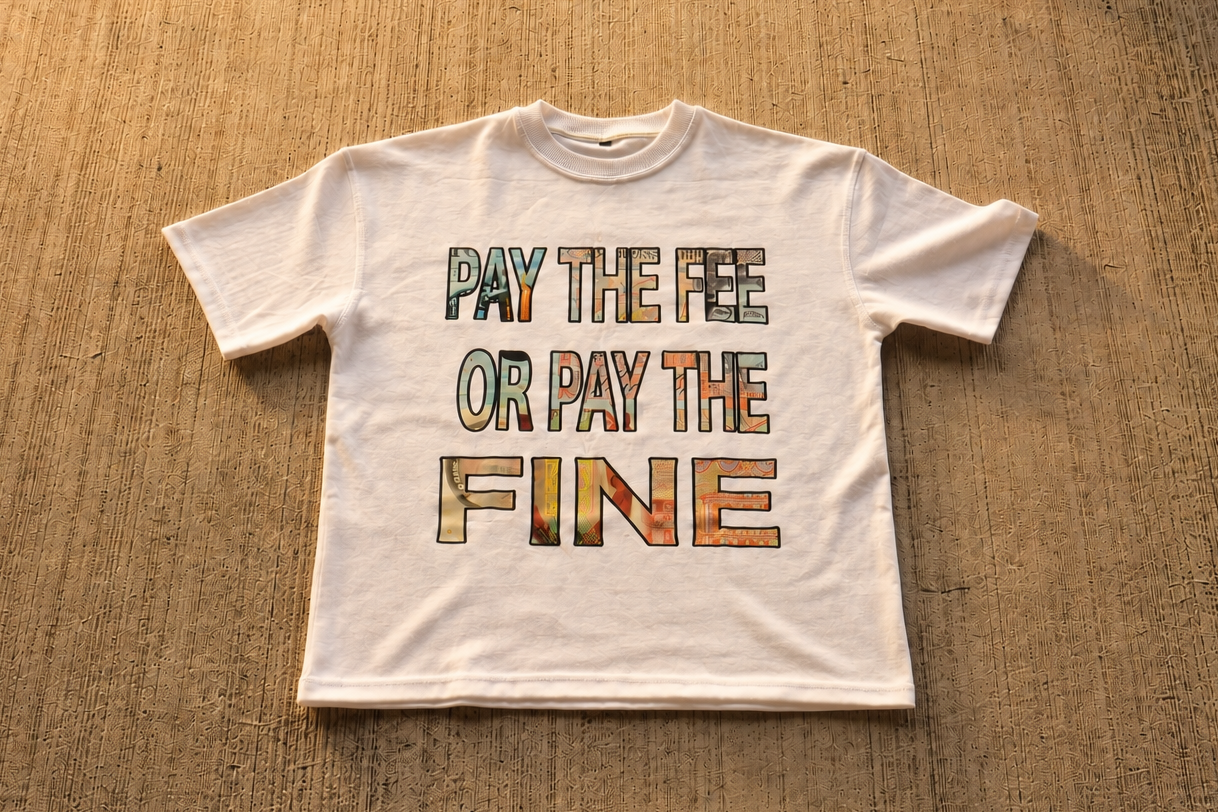 “Pay the Fee or Pay the Fine” — White Tee